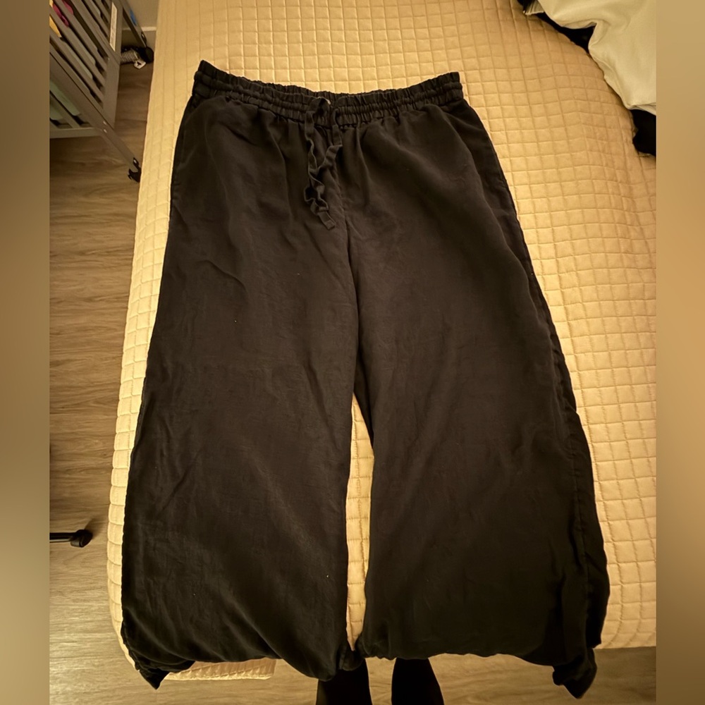J Crew black linen Wide-Leg Pants